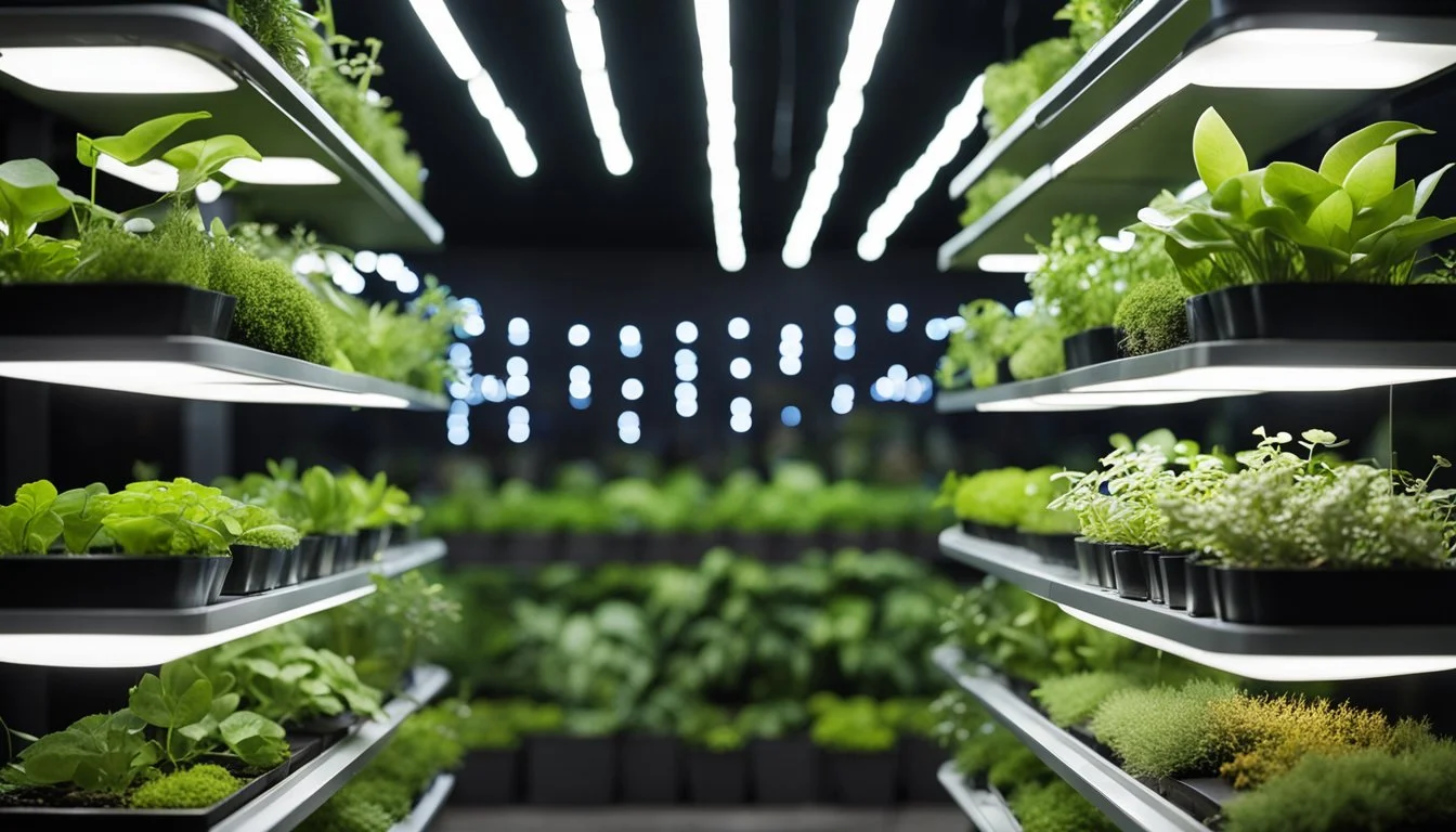 A modern indoor vertical garden system with built-in lights